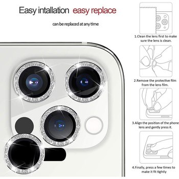 Tempered Glass HARD DIAMOND for camera (LENS) for Iphone 15/15 Plus black (lens 2 pieces)