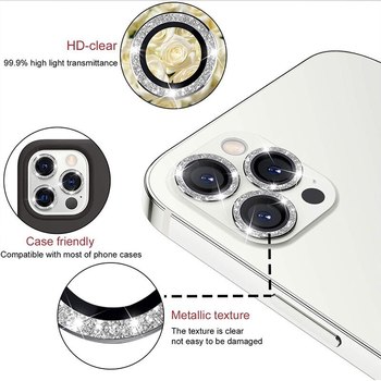 Tempered Glass HARD DIAMOND for camera (LENS) for Iphone 15 Pro/15 Pro Max black (lens 3 pieces)