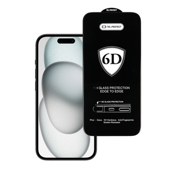 Tel Protect Full Glue 6D Tempered Glass for IPHONE 15 BLACK