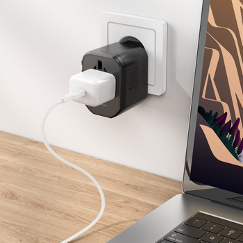 Borofone Adapter sieciowy ładowarki BAC1 - 2xUSB - USA, UK, EU, AU czarny