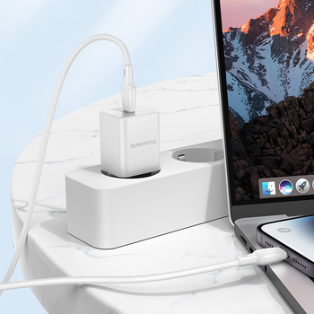 Borofone Wall charger BN13 Safety GaN - Type C - PD 30W with Type C to Lightning cable white