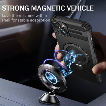 Tel Protect Armor Magsafe Metal Ring Case do Iphone 15 Plus czarny
