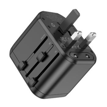Borofone Adapter sieciowy ładowarki BAC1 - 2xUSB - USA, UK, EU, AU czarny