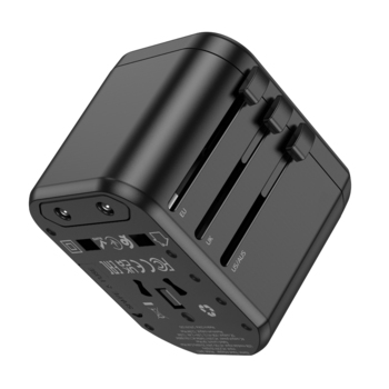 Borofone Adapter sieciowy ładowarki BAC1 - 2xUSB - USA, UK, EU, AU czarny
