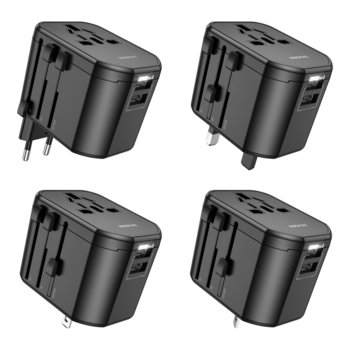Borofone Adapter sieciowy ładowarki BAC1 - 2xUSB - USA, UK, EU, AU czarny