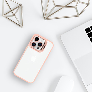 Tel Protect Kickstand case + szkło na aparat (lens) do Iphone 12 Pro jasnoróżowy