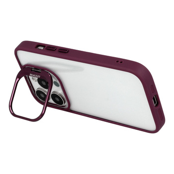 Tel Protect Kickstand case + szkło na aparat (lens) do Iphone 12 Pro Max burgundowy