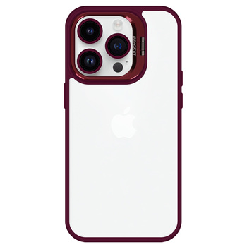 Tel Protect Kickstand case + szkło na aparat (lens) do Iphone 12 Pro Max burgundowy
