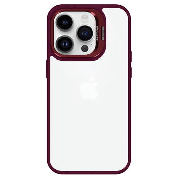 Tel Protect Kickstand case + szkło na aparat (lens) do Iphone 12 Pro Max burgundowy