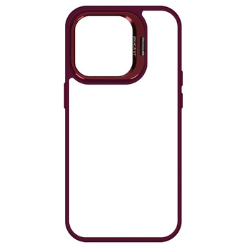 Tel Protect Kickstand case + camera glass (lens) for Iphone 15 Plus burgundy