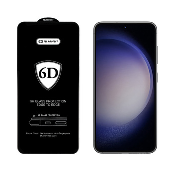Hartowane szkło Tel Protect Full Glue 6D do SAMSUNG GALAXY S23 PLUS CZARNE