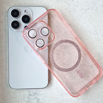 Glitter Magsafe Case do Iphone 15 Pro Max różowy clear