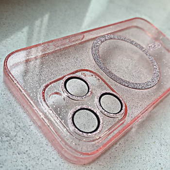 Glitter Magsafe Case do Iphone 15 Pro Max różowy clear