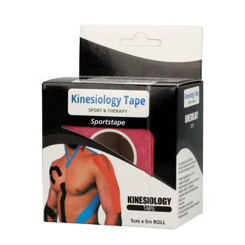 Taśma kinezjologiczna do tapingu, plastry 5 cm, 5 metrów różowa