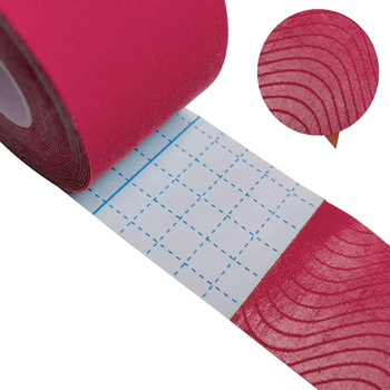 Taśma kinezjologiczna do tapingu, plastry 5 cm, 5 metrów różowa
