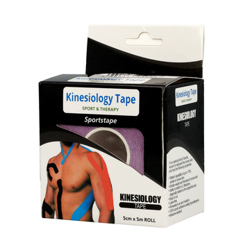 Taśma kinezjologiczna do tapingu, plastry 5 cm, 5 metrów fioletowa