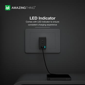 Amazing Thing Ładowarka sieciowa Thunder Pro GaN EUTH66W - USB + 2xTyp C - PD 66W czarna