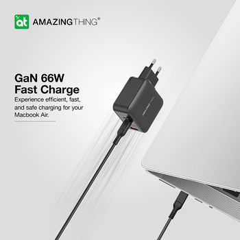 Amazing Thing Ładowarka sieciowa Thunder Pro GaN EUTH66W - USB + 2xTyp C - PD 66W czarna