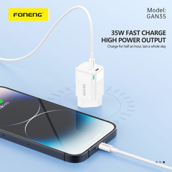 Foneng Ładowarka sieciowa GAN35 GaN - 2xTyp C - PD 35W 3A biała