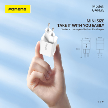 Foneng Ładowarka sieciowa GAN35 GaN - 2xTyp C - PD 35W 3A biała