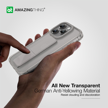 Amazing Thing Titan Pro Holder Case 10FT IP156.7PTHGY for Iphone 15 Pro Max titanium with stand