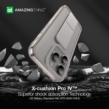 Amazing Thing Titan Pro Holder Case 10FT IP156.7PTHGY for Iphone 15 Pro Max titanium with stand