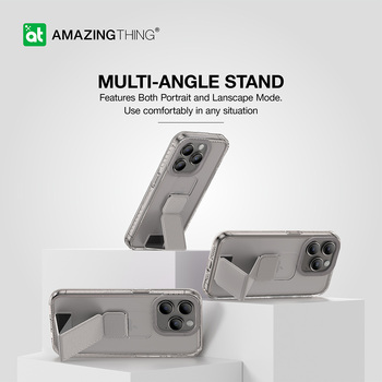 Amazing Thing Titan Pro Holder Case 10FT IP156.7PTHGY for Iphone 15 Pro Max titanium with stand