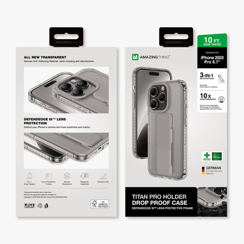 Amazing Thing Titan Pro Holder Case 10FT IP156.7PTHGY for Iphone 15 Pro Max titanium with stand