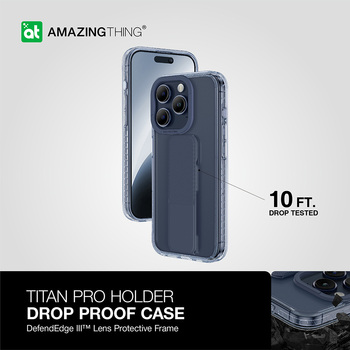 Amazing Thing Titan Pro Holder Case 10FT IP156.1PTHBU for Iphone 15 Pro navy with stand