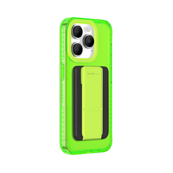 Amazing Thing Titan Pro Neon Mag Wallet Case 10FT IP156.1PTWGN for Iphone 15 Pro green with stand