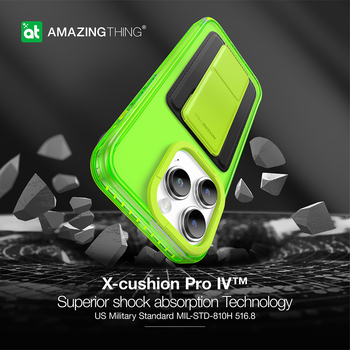 Amazing Thing Titan Pro Neon Mag Wallet Case 10FT IP156.1PTWGN for Iphone 15 Pro green with stand