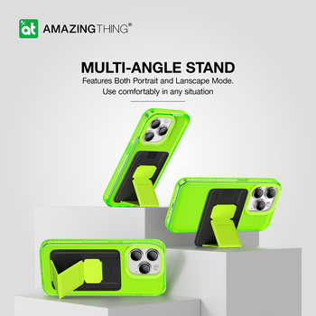 Amazing Thing Titan Pro Neon Mag Wallet Case 10FT IP156.1PTWGN for Iphone 15 Pro green with stand
