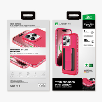 Amazing Thing Etui Titan Pro Neon Mag Wallet Case 10FT IP156.1PTWPN do Iphone 15 Pro różowy z podstawką