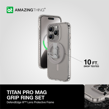 Amazing Thing Titan Pro Mag Ring Grip Case 10FT IP156.1PTRGY for Iphone 15 Pro titanium