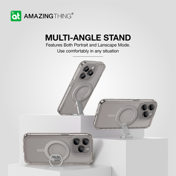 Amazing Thing Titan Pro Mag Ring Grip Case 10FT IP156.1PTRGY for Iphone 15 Pro titanium