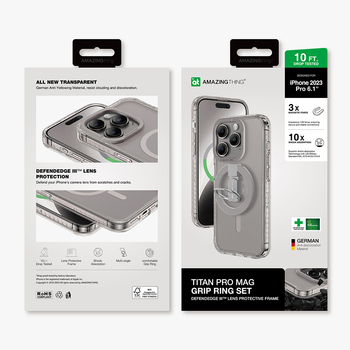 Amazing Thing Titan Pro Mag Ring Grip Case 10FT IP156.1PTRGY for Iphone 15 Pro titanium