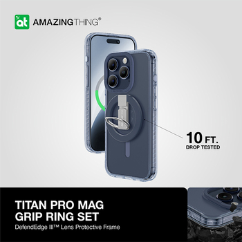 Amazing Thing Etui Titan Pro Mag Ring Grip Case 10FT IP156.1PTRBU do Iphone 15 Pro granatowy