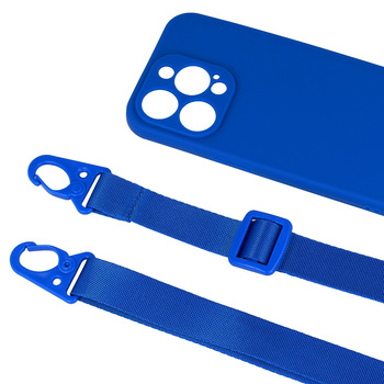 Strap Silicone Case for Iphone 15 Plus design 2 blue