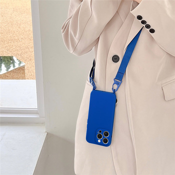 Strap Silicone Case for Iphone 15 Plus design 2 blue