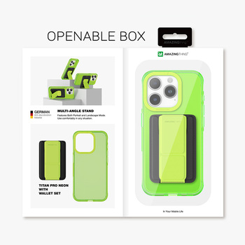 Amazing Thing Etui Titan Pro Neon Mag Wallet Case 10FT IP156.7PTWGN do Iphone 15 Pro Max zielony z podstawką