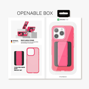 Amazing Thing Etui Titan Pro Neon Mag Wallet Case 10FT IP156.1PTWPN do Iphone 15 Pro różowy z podstawką