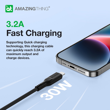 Amazing Thing Cable Tough Pro CLC120MTOBK - Type C to Lightning - PD 30W 3,2A 1,2 metres black
