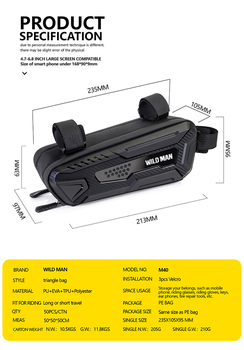 WILDMAN Bicycle bag M40 waterproof 1,5L
