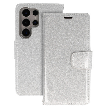 Glitter Magsafe Book Case do Samsung Galaxy S22 Ultra srebrny