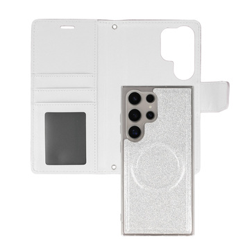 Glitter Magsafe Book Case do Samsung Galaxy S23 Plus srebrny