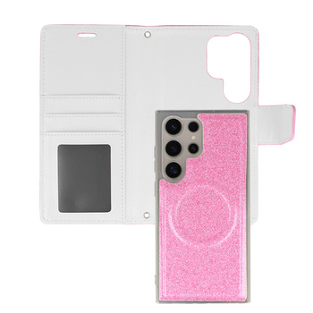 Glitter Magsafe Book Case do Samsung Galaxy S24 Plus różowy