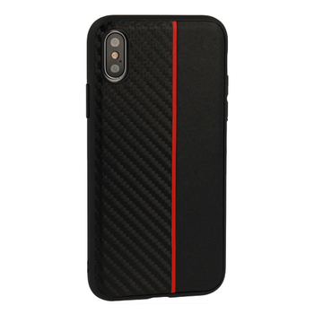 MOTO CARBON Case do Samsung Galaxy A6 Plus 2018 Czarny z czerwonym paskiem