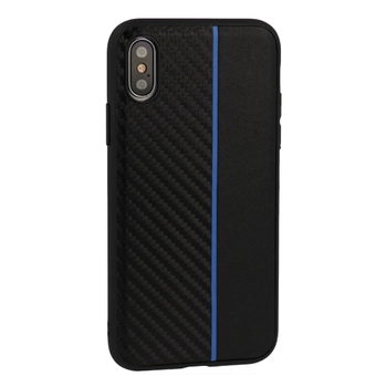 MOTO CARBON Case do Samsung Galaxy A6 Plus 2018 Czarny z niebieskim paskiem