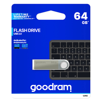 GOODRAM UUN2 Pendrive - 64GB USB 2.0 SILVER