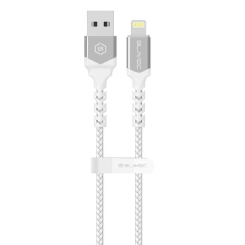 Blavec Kabel Raptor pleciony - USB na Lightning - 1,5A 2 metry Apple CarPlay (CRA-UL15WS20) biało-srebrny